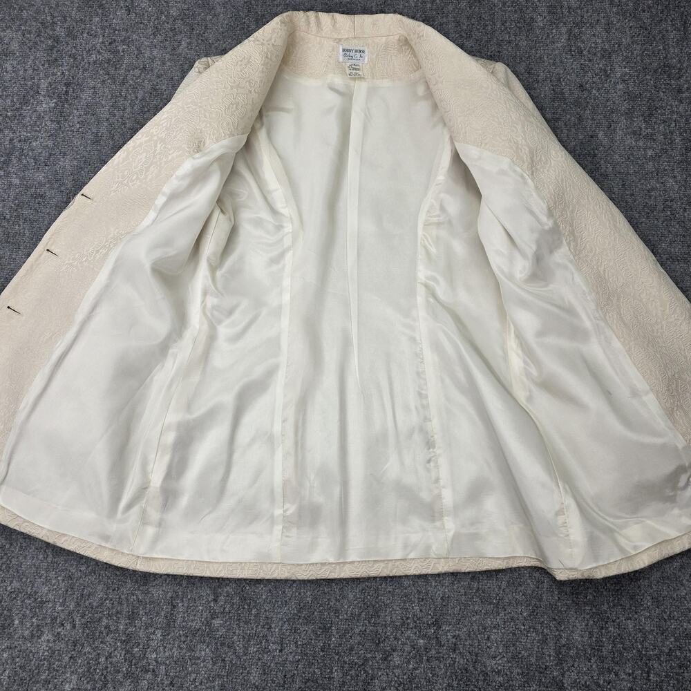 Vintage Hobby Horse Blazer Womens Large Cream Brocade Beaded Metallic Made USA - Picture 15 of 16